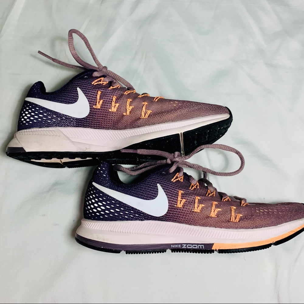 Nike Zoom Pegasus 33 purple plum orange sneakers